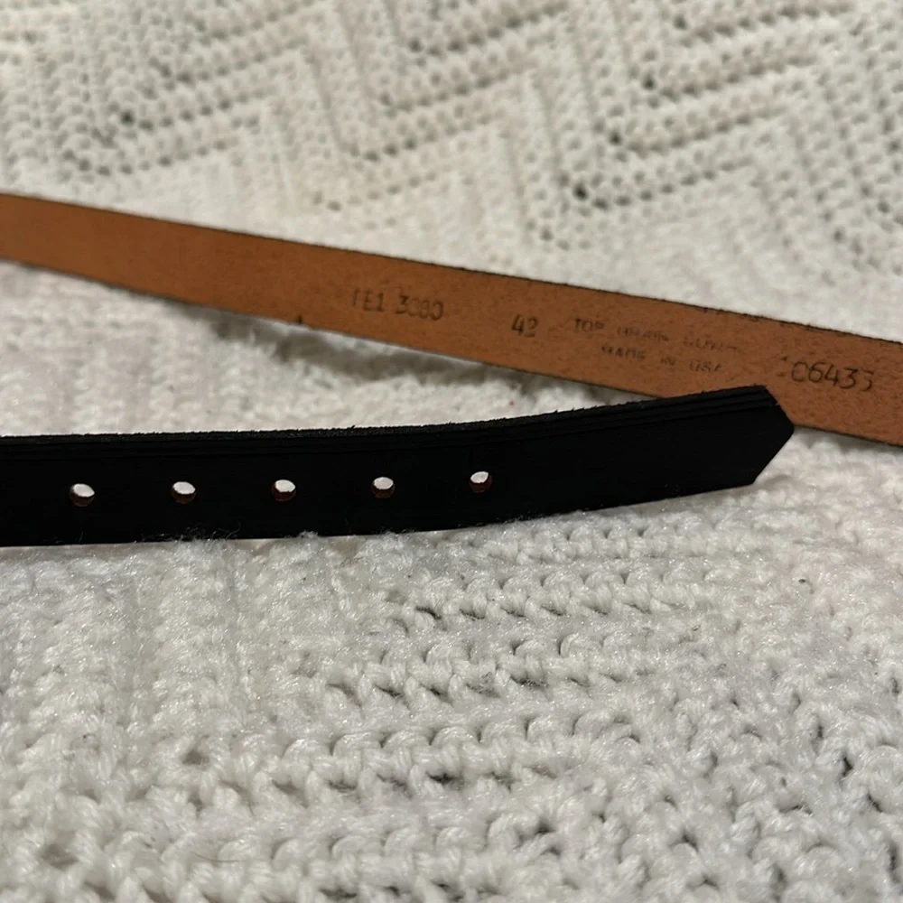Genuine Leather Belt in Black Brass Buckle Handcrafted in America NWOT